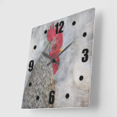 Gray Country Rooster Vierkante Klok (Hoek)