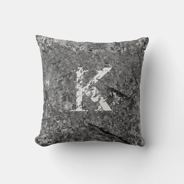 Gray Cracked Natural Rock Textuur Aangepast monogr Kussen (Voorkant)