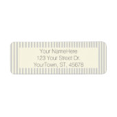 Gray Cream Farmhouse Chic Ticking Stripe Etiket (Voorkant)