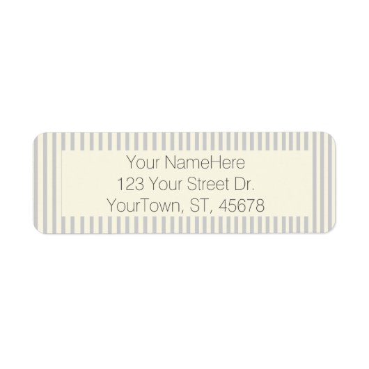 Gray Cream Farmhouse Chic Ticking Stripe Etiket (Voorkant)