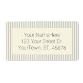 Gray Cream Farmhouse Chic Ticking Stripe Etiket (Voorkant)