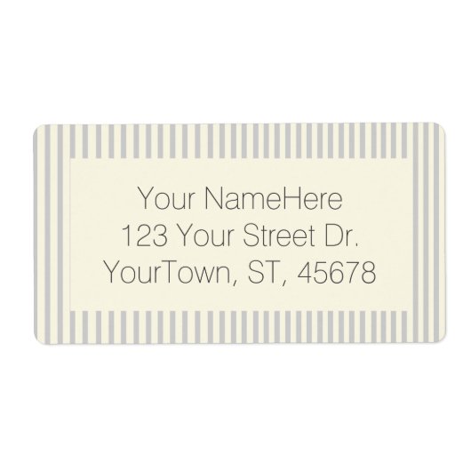 Gray Cream Farmhouse Chic Ticking Stripe Etiket (Voorkant)