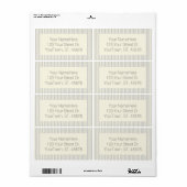 Gray Cream Farmhouse Chic Ticking Stripe Etiket (Full Sheet)