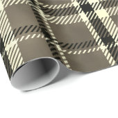 Gray Cream Flannel Klassieke kerstfeestdag Cadeaupapier (Rol Hoek)
