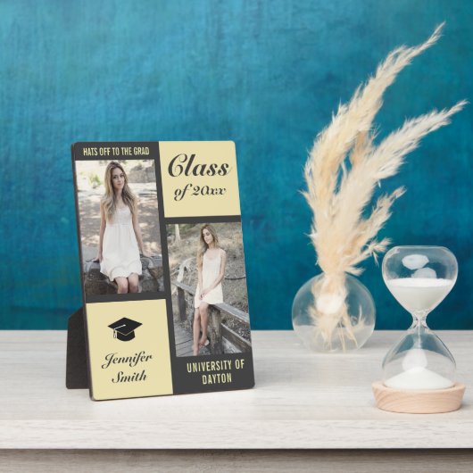 Gray Cream Modern Photo Afstuderen Fotoplaat (Zijkant)