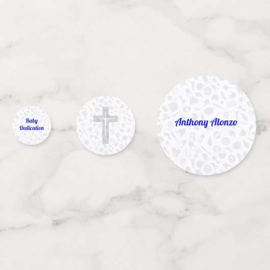 Gray Cross Baseball Baby Dedication Party  Confetti (Voorkanten)