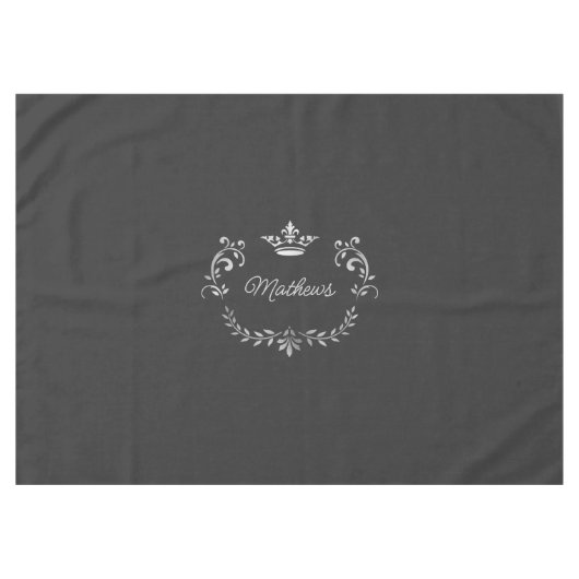 Gray Crown Crest Personalized Tafelkleed (Voorkant (Horizontaal))