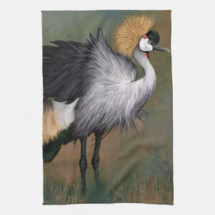 Gray Crowned Crane Bird Kitchen Towels Theedoek
