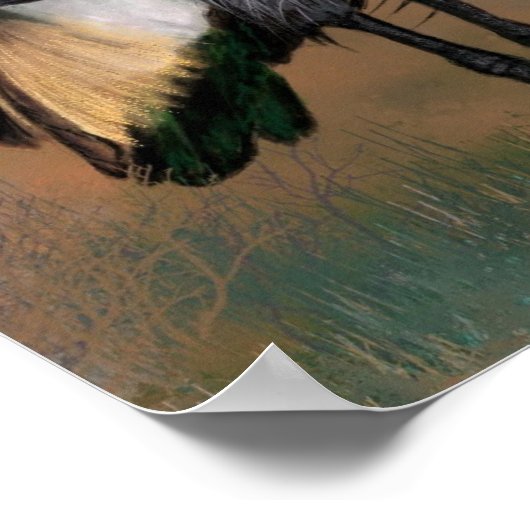 Gray Crowned Crane Bird Poster Painting (Hoek)