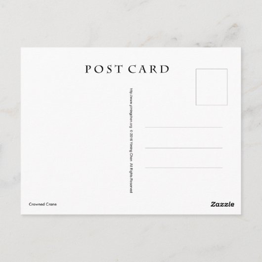 Gray Crowned Crane Briefkaart (Achterkant)