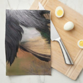 Gray Crowned Crane Kitchen Towel Theedoek (Quarter Fold)