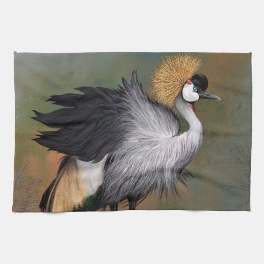 Gray Crowned Crane Kitchen Towel Theedoek (Horizontaal)