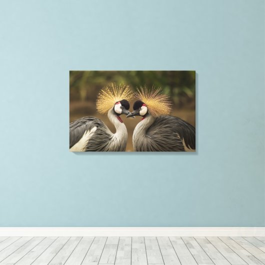 Gray Crowned Crane-stel Canvas Afdruk (Insitu (Houten vloer))