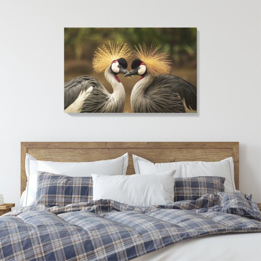 Gray Crowned Crane-stel Canvas Afdruk (Insitu (Slaapkamer))