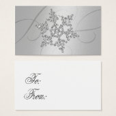 Gray Crystal Snowflake Gift Label Visitekaartje (Voorkant /achterkant)
