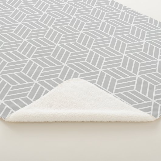 Gray Cube Line Pattern Sherpa Blanket Sherpa Deken (3/4)