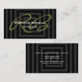 Gray Cubic Spiral Pattern Monogram Visitekaartje (Voorkant / Achterkant)