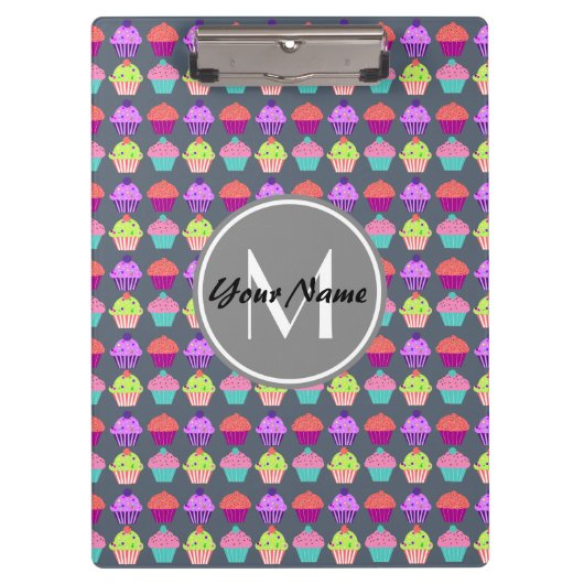 Gray Cupcakes, gepersonaliseerde naam Monogram Klembord (Voorkant)