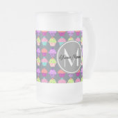 Gray Cupcakes, gepersonaliseerde naam Monogram Matglas Bierpul (Voorkant rechts)