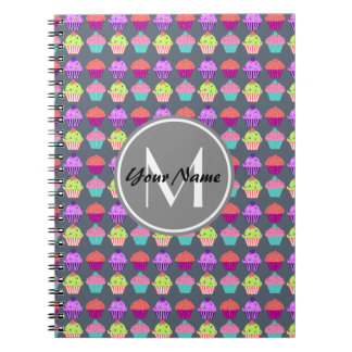 Gray Cupcakes, gepersonaliseerde naam Monogram Notitieboek