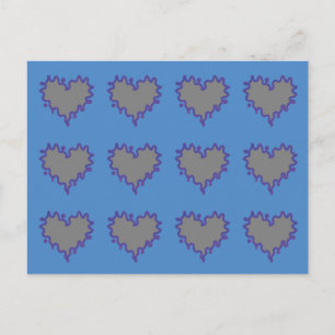 Gray Curly Edge Hearts op blauw Briefkaart