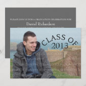 Gray Curved Typography Afstuderen Invite Kaart (Voorkant / Achterkant)