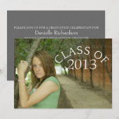 Gray Curved Typography Afstuderen Invite Kaart (Voorkant / Achterkant)