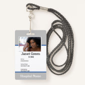 Gray Custom Employee Nurse Doctor ID Foto Badge (Voorkant met draagriem)