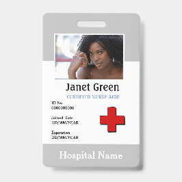 Gray Custom Employee Zurse Doctor Logo ID Foto Badge