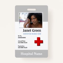 Gray Custom Employee Zurse Doctor Logo ID Foto Badge