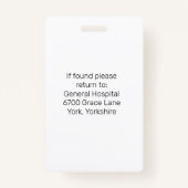 Gray Custom Employee Zurse Doctor Logo ID Foto Badge (Achterkant)