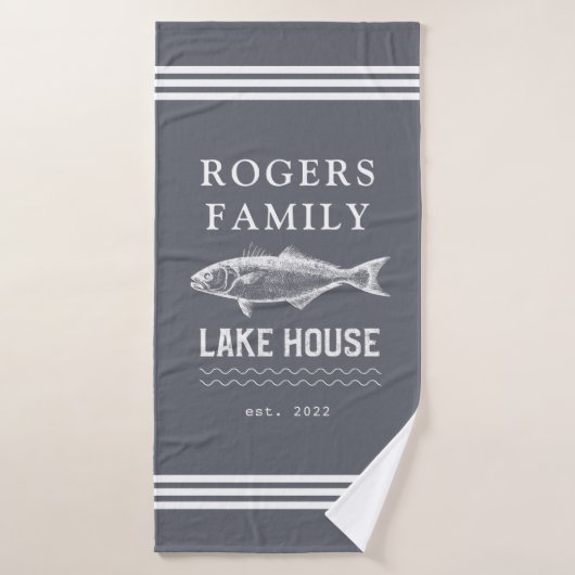 Gray Custom Family Lake House Bath Towel Badhanddoek (Badhanddoek)