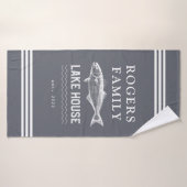Gray Custom Family Lake House Bath Towel Badhanddoek (Badhanddoek)