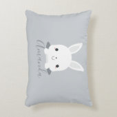 Gray Cute Little Bunny Rabbit met aangepaste naam Accent Kussen (Voorkant(Verticaal))