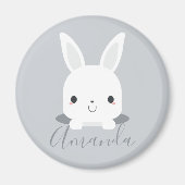Gray Cute Little Bunny Rabbit met aangepaste naam Magneet (Voorkant)