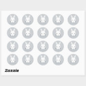 Gray Cute Little Bunny Rabbit met aangepaste naam Ronde Sticker (Vel)