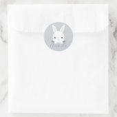 Gray Cute Little Bunny Rabbit met aangepaste naam Ronde Sticker (Tas)