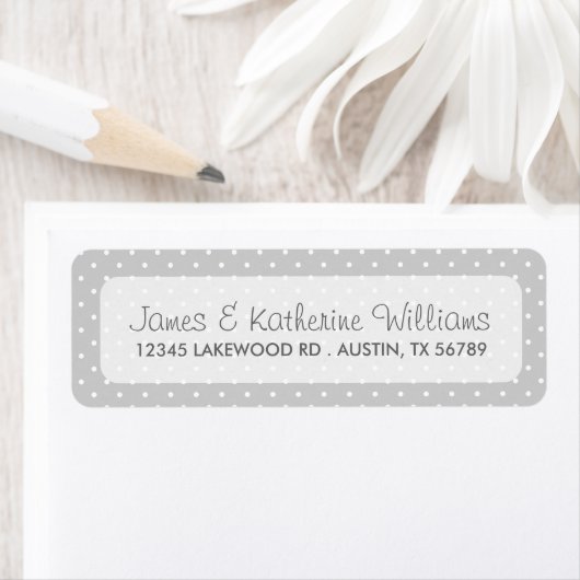 Gray Cute Polka Dots Modern Wedding Etiket (Insitu)