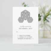 Gray D20 Dice Response Kaart (Staand voorkant)