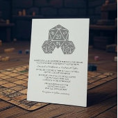 Gray D20 Dice Wedding Invite Kaart