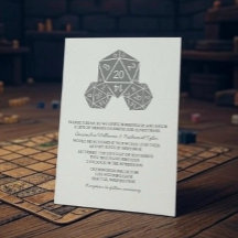 Gray D20 Dice Wedding Invite