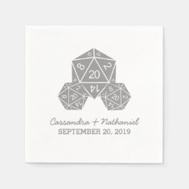 Gray D20-dice Wedding Paper Napkins Servetten