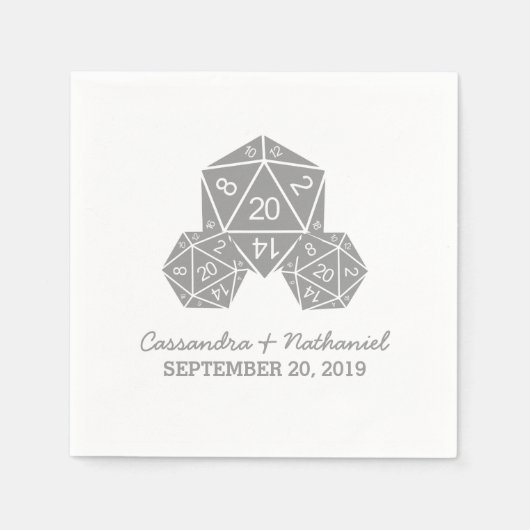 Gray D20-dice Wedding Paper Napkins Servetten (Voorkant)
