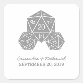 Gray D20 Dice Wedding Stickers