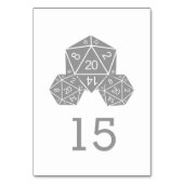 Gray D20 Dice Wedding Table Kaart (Voorkant)