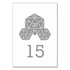 Gray D20 Dice Wedding Table Kaart