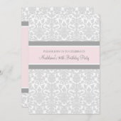 Gray Damask 90th Birthday Party Invitations Kaart (Voorkant / Achterkant)