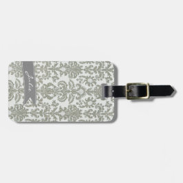 Gray Damask Bagagelabel