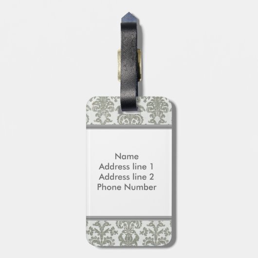 Gray Damask Bagagelabel (Achterkant verticaal)