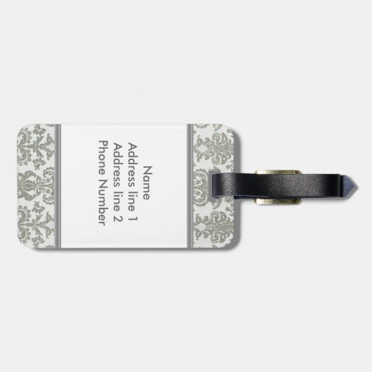 Gray Damask Bagagelabel (Achterkant horizontaal)